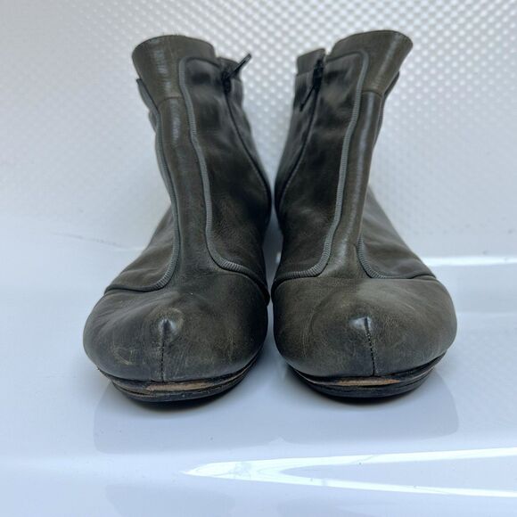 Vialis Ankle Boots 9.5 Green Leather Fairy Fantasy Zip Closure Spool Heel - Picture 6 of 10